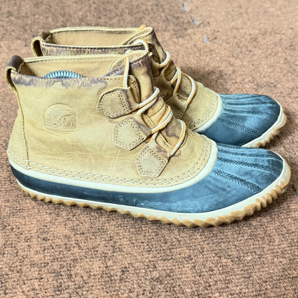 Sorel Out N About Rain Boots Womens 8.5 Waterproof Tan Leather NL2133-286